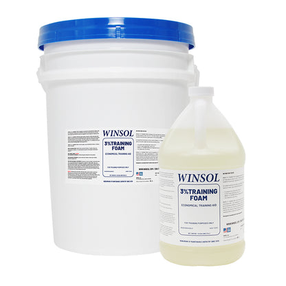 3% Training Foam concentrate gallon and 5-gallon bucket for firefighter training drills